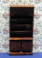 Dollhouse Miniature Walnut Bookcase with Books